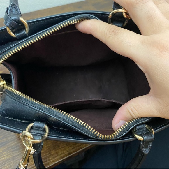 Coach Zoe Black Satchel with Gold Accents - Picture 11 of 15